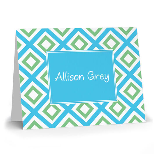 Geo Blue Folded Note Cards
